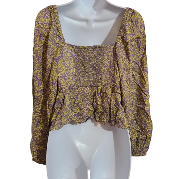 ABOUND paisley smock top with peplum M - Picture 3 of 9